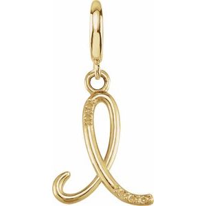 14K Yellow Gold Accented Script Initial I Charm/Pendant Mounting
