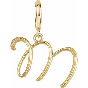 14K Yellow Gold Accented Script Initial M Charm/Pendant Mounting