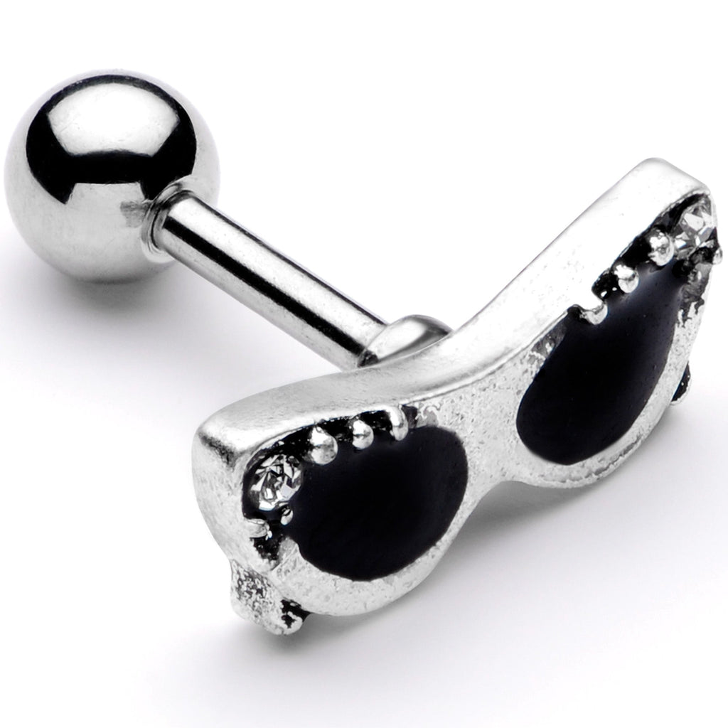 16G 1/4 Clear Gem 50s Retro Sunglasses Cartilage Tragus Earring