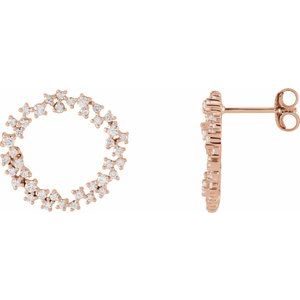 14K Rose Gold 3/4 CTW Natural Diamond Circle Earrings