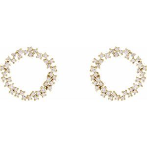 14K Yellow Gold 3/4 CTW Natural Diamond Circle Earrings