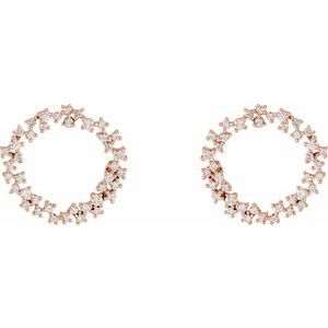 14K Rose Gold 3/4 CTW Natural Diamond Circle Earrings