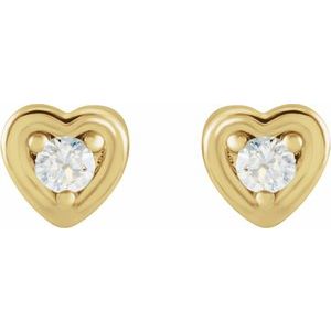14K Yellow Gold .03 CTW Natural Diamond Youth Heart Earrings – image 2