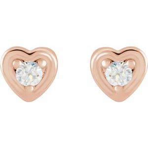 14K Rose Gold .03 CTW Natural Diamond Youth Heart Earrings
