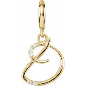 14K Yellow Gold Accented Script Initial D Charm/Pendant Mounting