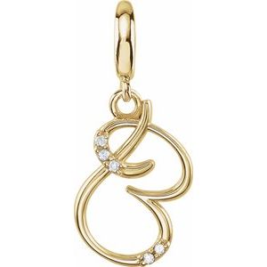 14K Yellow Gold Accented Script Initial B Charm/Pendant Mounting