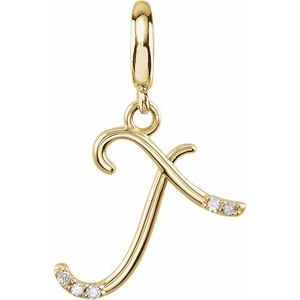 14K Yellow Gold Accented Script Initial T Charm/Pendant Mounting