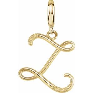 14K Yellow Gold Accented Script Initial Z Charm/Pendant Mounting