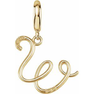 14K Yellow Gold Accented Script Initial W Charm/Pendant Mounting – image 2