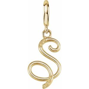 14K Yellow Gold Accented Script Initial S Charm/Pendant Mounting