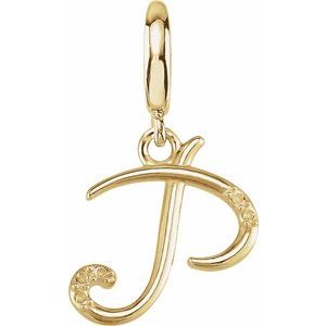 14K Yellow Gold Accented Script Initial P Charm/Pendant Mounting