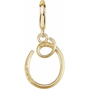 14K Yellow Gold Accented Script Initial O Charm/Pendant Mounting
