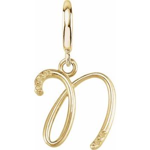14K Yellow Gold Accented Script Initial N Charm/Pendant Mounting