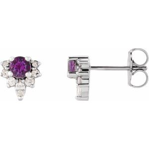 Platinum Natural Amethyst & 1/6 CTW Natural Diamond Earrings