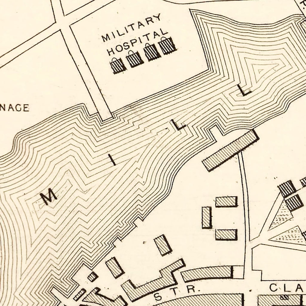 Vintage Map of Plymouth, United Kingdom 1851