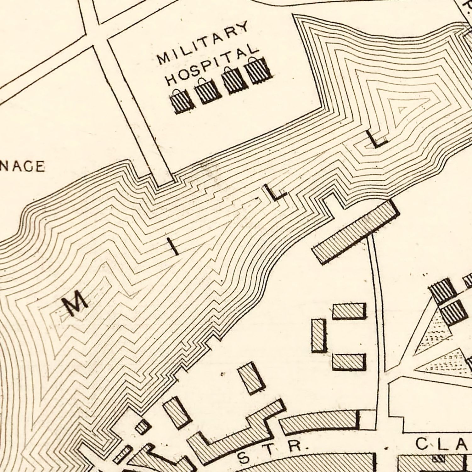 Vintage Map of Plymouth, United Kingdom 1851