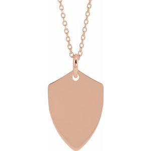 18K Rose Gold-Plated Sterling Silver Engravable Shield 24" Necklace