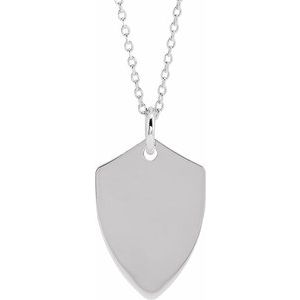 Sterling Silver Engravable Shield 24" Necklace