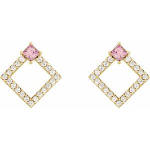14K Yellow Gold Natural Pink Tourmaline & 1/3 CTW Natural Diamond Earrings – image 2