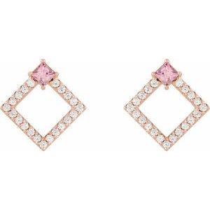 14K Rose Gold Natural Pink Tourmaline & 1/3 CTW Natural Diamond Earrings
