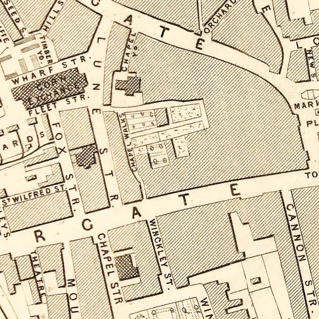 Vintage Map of Preston, United Kingdom 1851
