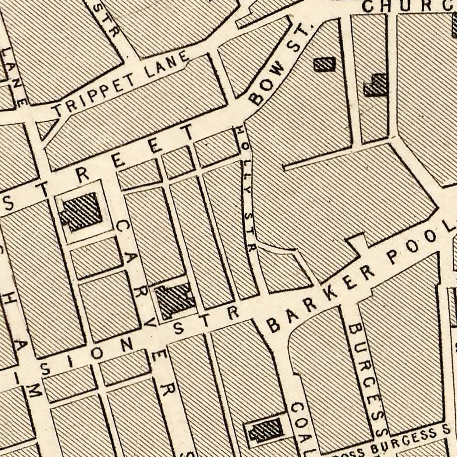 Vintage Map of Sheffield, United Kingdom 1851