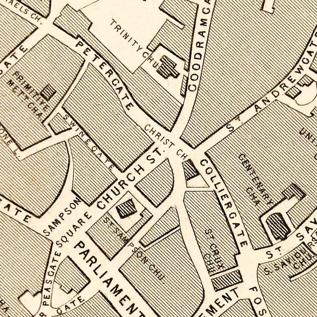 Vintage Map of York, United Kingdom 1851
