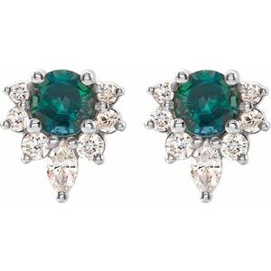 Platinum Lab-Grown Alexandrite & 1/6 CTW Natural Diamond Earrings – image 2
