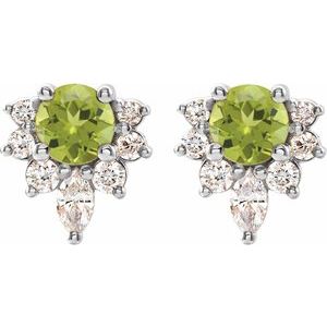 Platinum Natural Peridot & 1/6 CTW Natural Diamond Earrings – image 2