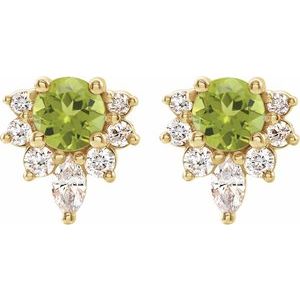 14K Yellow Gold Natural Peridot & 1/6 CTW Natural Diamond Earrings – image 2