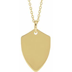 18K Yellow Gold Vermeil Engravable Shield 24" Necklace