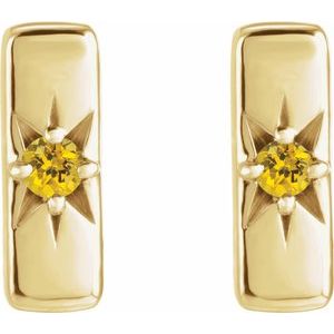 14K Yellow Gold Natural Yellow Sapphire Bar Earrings – image 2