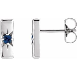 Sterling Silver Natural Blue Sapphire Bar Earrings