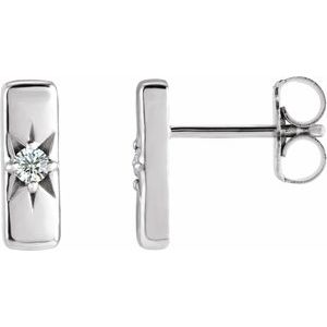 Sterling Silver Natural White Sapphire Bar Earrings