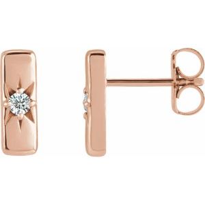 14K Rose Gold .07 CTW Lab-Grown Diamond Bar Earrings