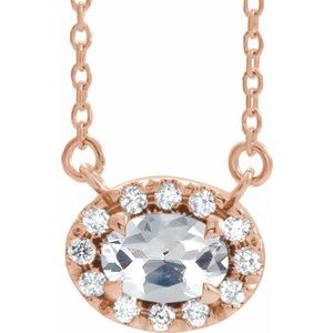 14K Rose Gold 5x3 mm Oval 1/3 CTW Natural Diamond 18" Necklace