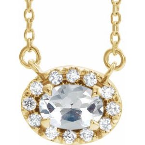 14K Yellow Gold 7.35x5.3 mm Oval 9/10 CTW Natural Diamond 18" Necklace