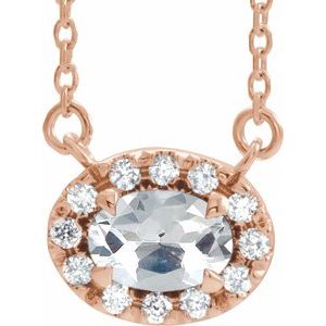 14K Rose Gold 7x5 mm Oval 9/10 CTW Natural Diamond 18" Necklace