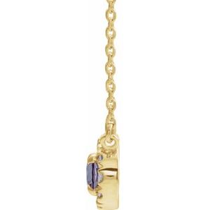 14K Yellow Gold 6x4 mm Lab-Grown Alexandrite & 1/10 CTW Natural Diamond 18" Necklace
