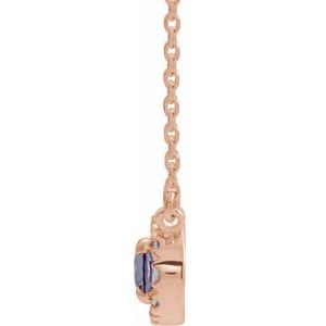 14K Rose Gold 7x5 mm Lab-Grown Alexandrite & 1/6 CTW Natural Diamond 18" Necklace
