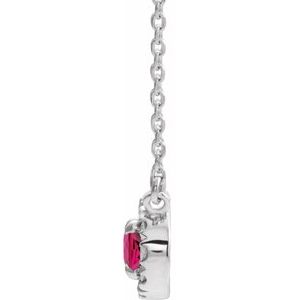 14K White Gold 6x4 mm Lab-Grown Ruby & 1/10 CTW Natural Diamond 16" Necklace