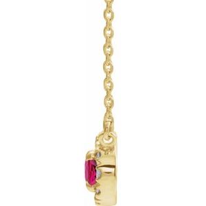14K Yellow Gold 7x5 mm Lab-Grown Ruby & 1/6 CTW Natural Diamond 18" Necklace
