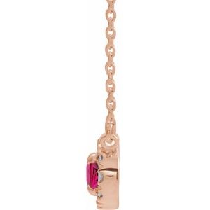 14K Rose Gold 5x3 mm Natural Ruby & .05 CTW Natural Diamond 16" Necklace