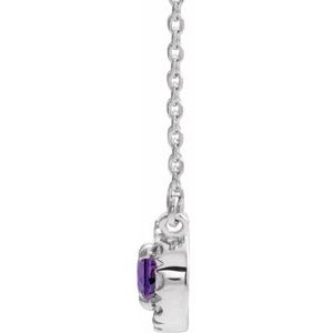 Sterling Silver 7x5 mm Natural Amethyst & 1/6 CTW Natural Diamond 18" Necklace