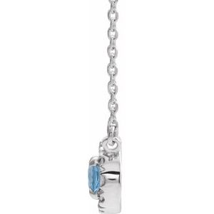 Sterling Silver 7x5 mm Natural Aquamarine & 1/6 CTW Natural Diamond 18" Necklace