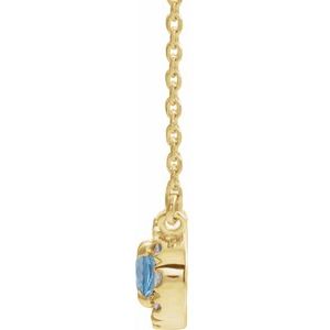 14K Yellow Gold 6x4 mm Natural Aquamarine & 1/10 CTW Natural Diamond 18" Necklace
