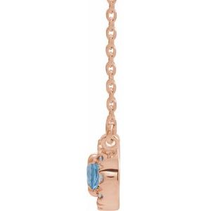 14K Rose Gold 7x5 mm Natural Aquamarine & 1/6 CTW Natural Diamond 18" Necklace