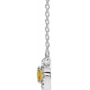 Platinum 6x4 mm Natural Citrine & 1/10 CTW Natural Diamond 16" Necklace