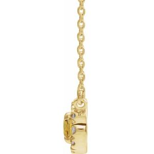 14K Yellow Gold 6x4 mm Natural Citrine & 1/10 CTW Natural Diamond 18" Necklace