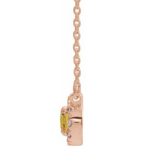 14K Rose Gold 6x4 mm Natural Citrine & 1/10 CTW Natural Diamond 18" Necklace